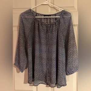 A.n.a sheer top blouse shirt, size petite small, NWT, blue